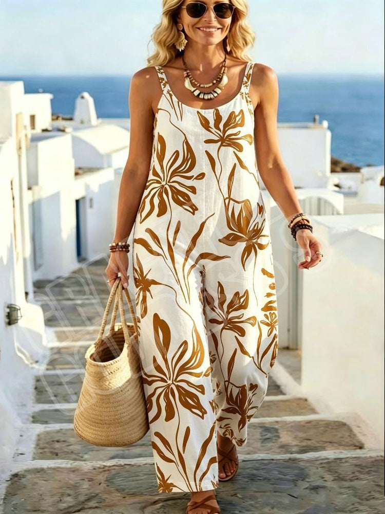 2026 Spring/Summer Cross-Border European And American New Style 3D Digital Print Women's Overalls Set Loose Casual Jumpsuit