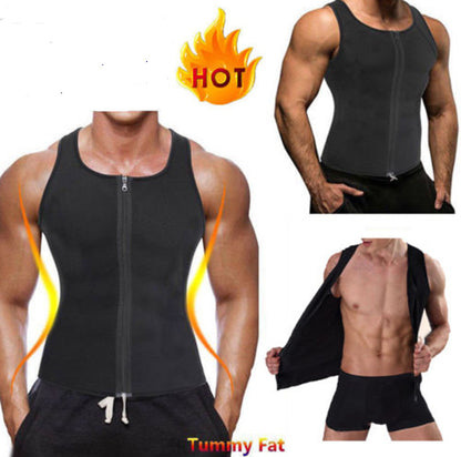 Cross-border Men's Sports Shaper Zipper Vest Sweat-resistant Clothing Neoprene Sweat-resistant European And American Fitness Corset