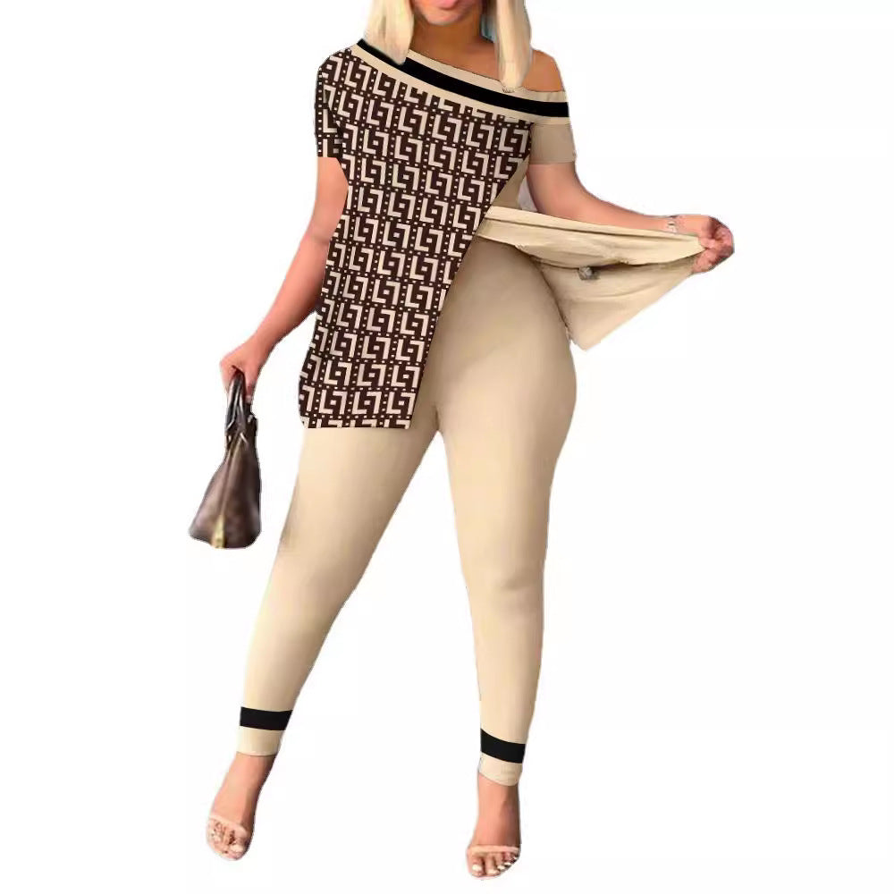 2023 Primavera y novedad de verano ropa de mujer europea y americana Popular en Amazon AliExpress conjunto de dos piezas moda Irregular pantalones traje