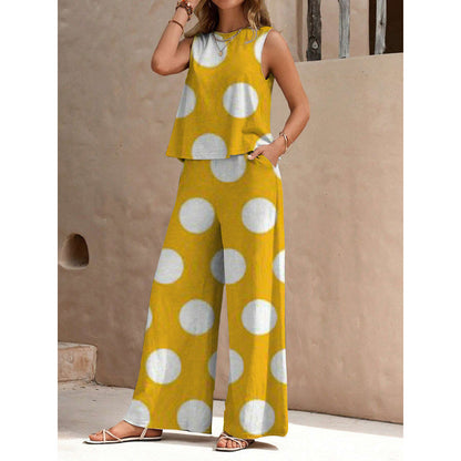 Cross-Border Amazon Europe And America 2026 Summer New 3D Digital Print Two-Piece Women's Sleeveless Vest Set