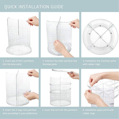 360-Degree Rotating Transparent Acrylic Cosmetics Storage Rack Bathroom Desktop Cosmetics Organizer Storage Rack