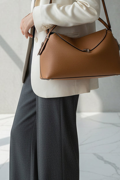 Genuine Leather Women's Bag, Textured Crossbody Handbag, Versatile Pillow Shoulder Bag, Commuter Women's Bag