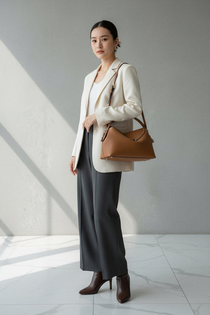 Genuine Leather Women's Bag, Textured Crossbody Handbag, Versatile Pillow Shoulder Bag, Commuter Women's Bag