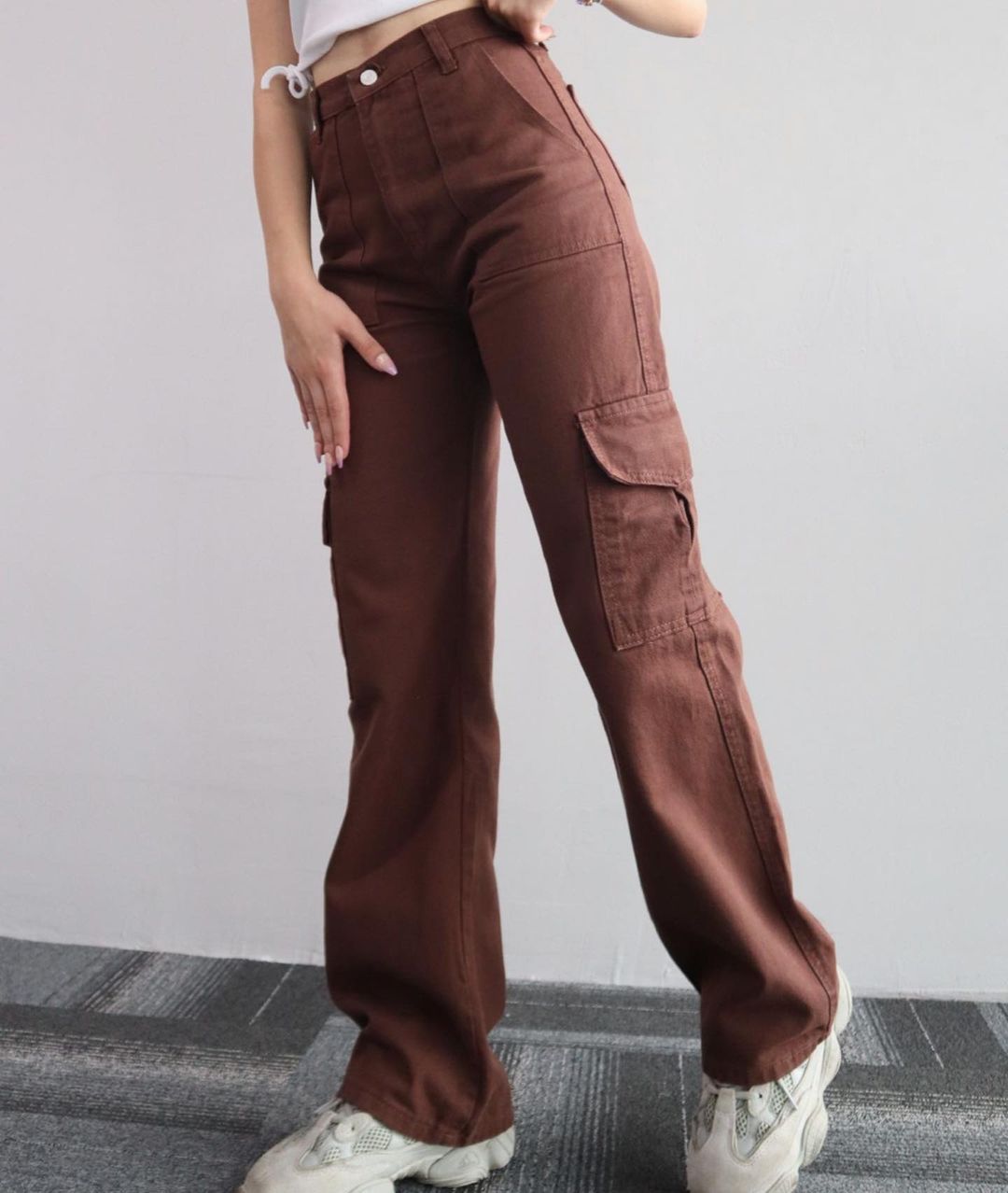 Pantalones casuales que combinan con todo Pantalones con bolsillos tridimensionales de cintura media Monos de cintura