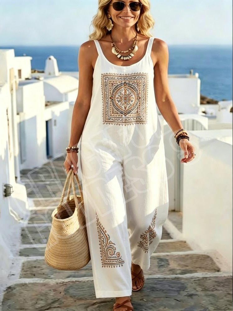 2026 Spring/Summer Cross-Border European And American New Style 3D Digital Print Women's Overalls Set Loose Casual Jumpsuit