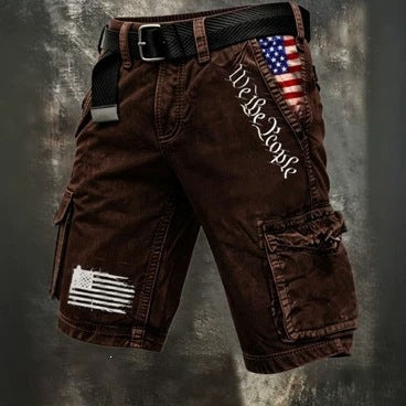 2026 Amazon Independent Site Cross-Border Outdoor Casual Shorts Men's Retro Printed Work Shorts