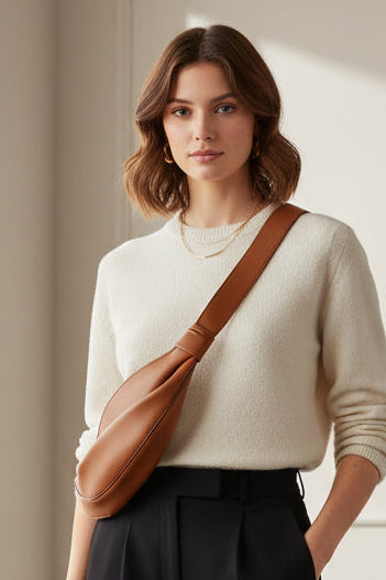 Genuine Leather Croissant Bag Fashionable Women's Cross-Body Dumpling Bag Casual Armpit Bag For Women