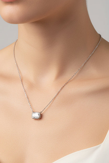 Xindeyi S925 Sterling Silver Necklace For Women, Sugar Cube Moissanite Clavicle Chain, Exquisite Neck Chain, Factory Ready Stock