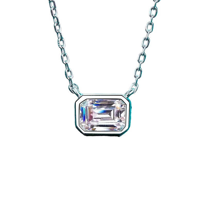 Xindeyi S925 Sterling Silver Necklace For Women, Sugar Cube Moissanite Clavicle Chain, Exquisite Neck Chain, Factory Ready Stock