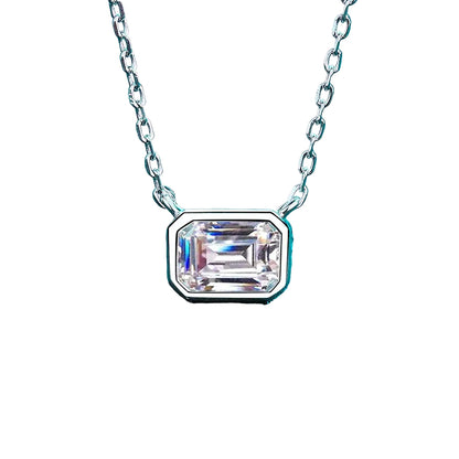 Xindeyi S925 Sterling Silver Necklace For Women, Sugar Cube Moissanite Clavicle Chain, Exquisite Neck Chain, Factory Ready Stock
