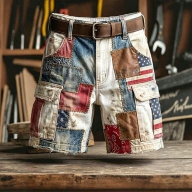 2026 Amazon Independent Site Cross-Border Outdoor Casual Shorts Men's Retro Printed Work Shorts