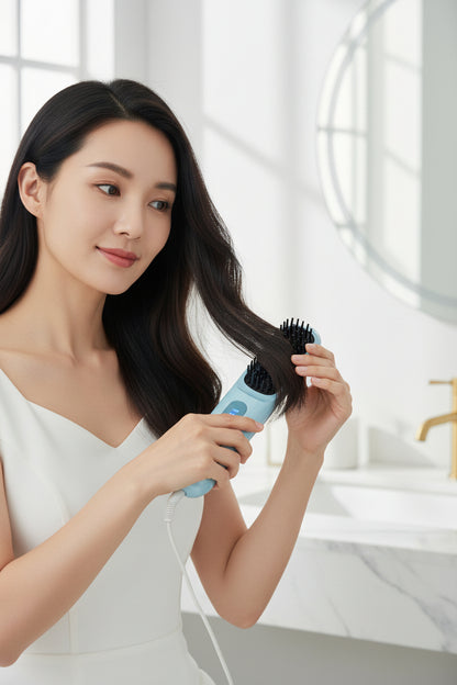 Cordless Hair Straightening Brush with Negative Ions and LCD Screen – Rechargeable, No Hair Damage