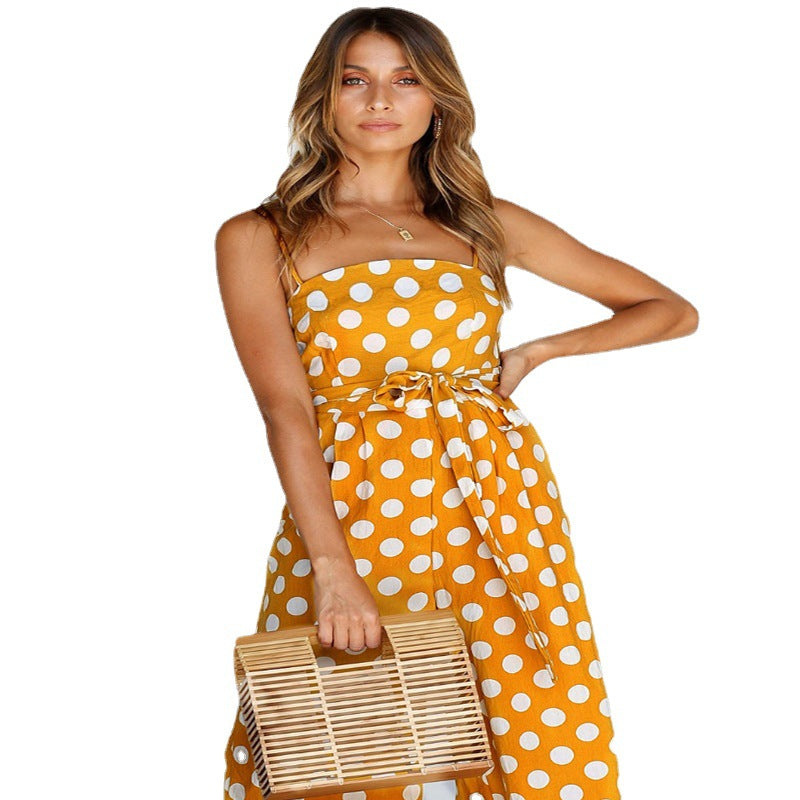 European And American New Trendy Jumpsuit Dress Amazon Bohemian Dress Sexy Fashion Spaghetti Strap Backless