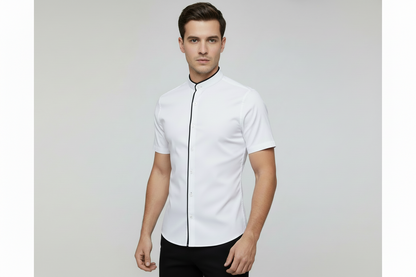 SINGLE-LINE BUTTON-UP SHIRT IN BLACK,