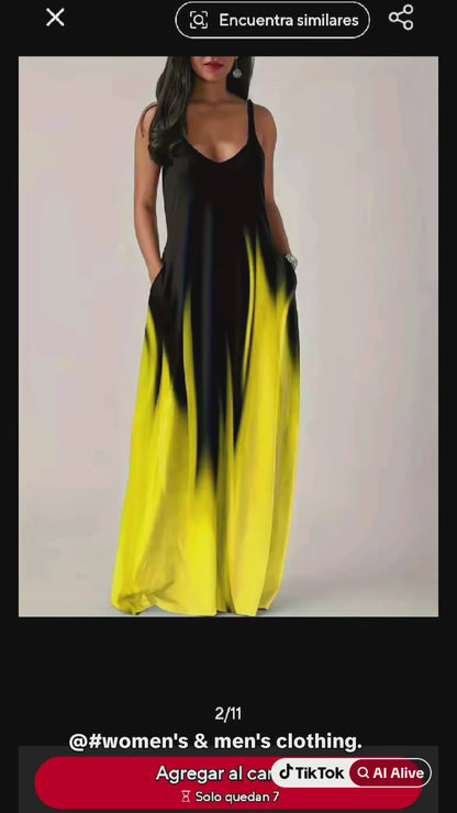 Yellow Two-Color Simple Casual Dress