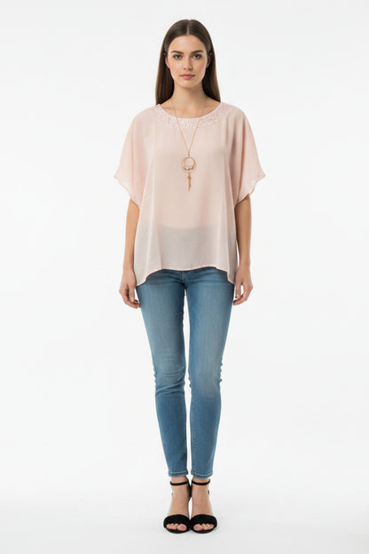 Blusa color con collar