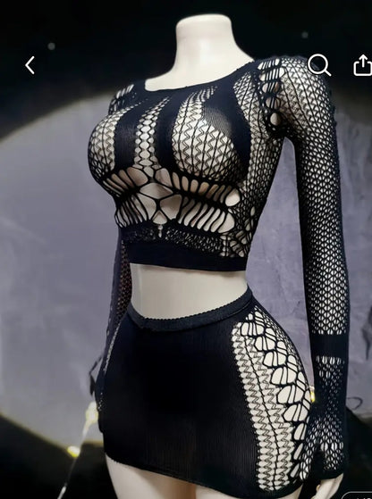 dos piezas tipo faldita en negro transparente