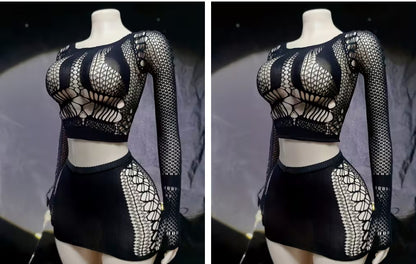 dos piezas tipo faldita en negro transparente