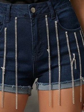 Pantalón corto en brillo color azul con brillo#2