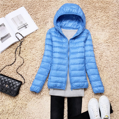 Women Puffer Jacket 15 Colors Plus Size 5XL 6XL 7XL 2023 New Spring Autumn Female Ultra Lightweight Packable Hooded Down Coats