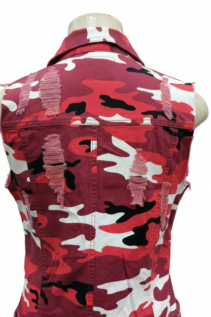 Hermoso vestido camuflado con dos colores con diseño en roto