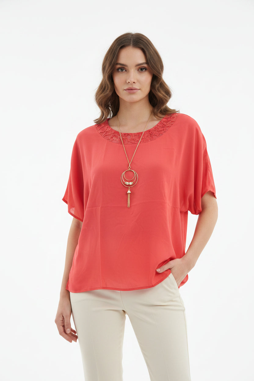 Blusa color con collar