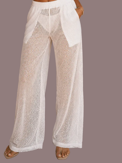 conjunto de blusa corta elástico en la cintura del pantalón fishnet dos piezas en ibori