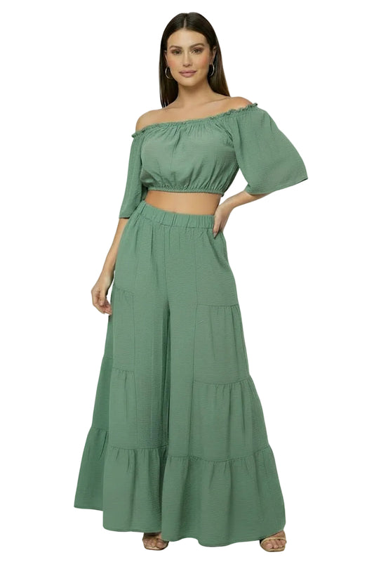 Conjunto de pantalón Palacio y blusa corta