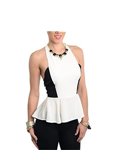 BLOUSE IN TWO COLORS BLACK AND WHITE WITH DESCOTE IN THE FRONT OF THE BACK ELEGANT AND COMFORTABLE