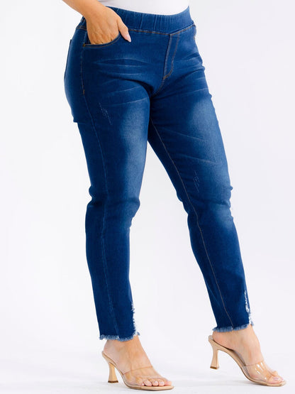 jeans licra azul con diseño elástico tamaño grande uno XL 2xl 3xl#1