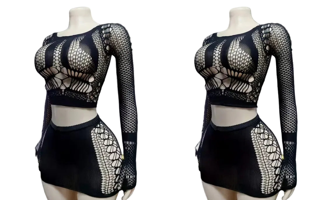dos piezas tipo faldita en negro transparente
