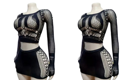dos piezas tipo faldita en negro transparente