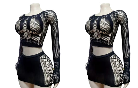 dos piezas tipo faldita en negro transparente