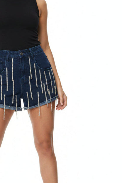 Pantalón corto en brillo color azul con brillo#2