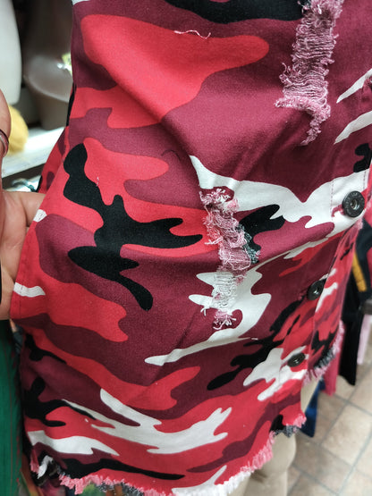 Hermoso vestido camuflado con dos colores con diseño en roto