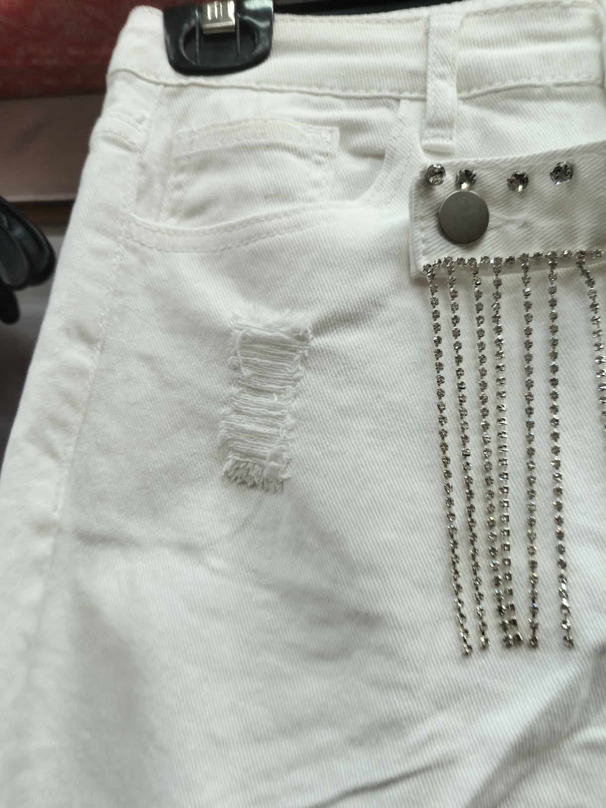 Pantalón corto en brillo color blanco con brillo# 3