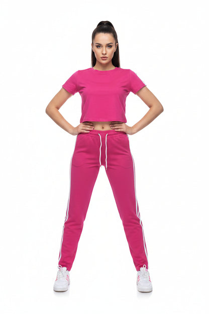 Conjunto de dos piezas color sólido con raya a los lados