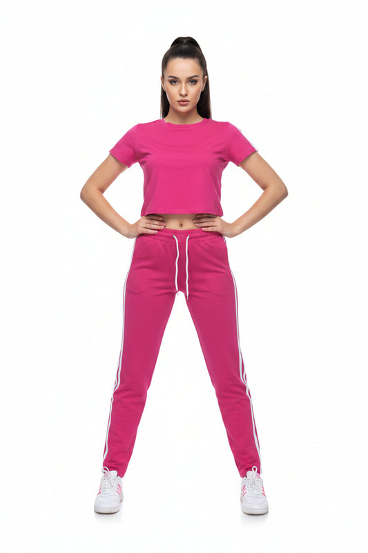 Conjunto de dos piezas color sólido con raya a los lados