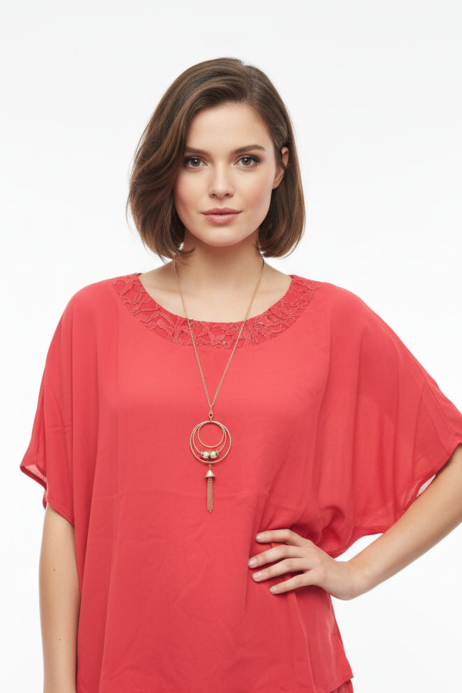 Blusa color con collar