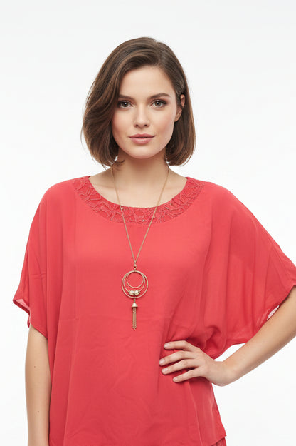 Blusa color con collar