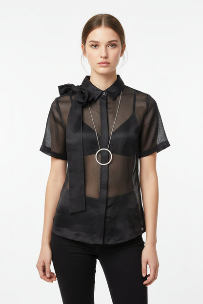 Blusa negra transparente