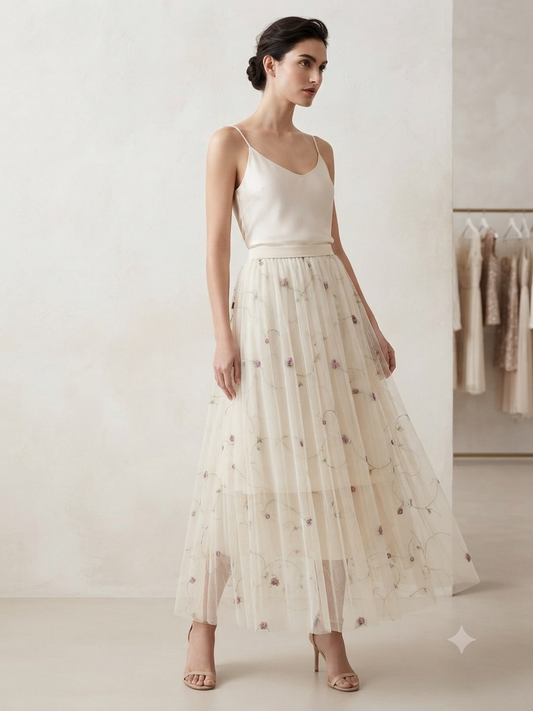 skirt with three with floral design colors 3