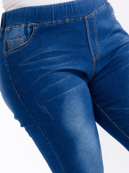 jeans licra azul con diseño elástico tamaño grande uno XL 2xl 3xl#1