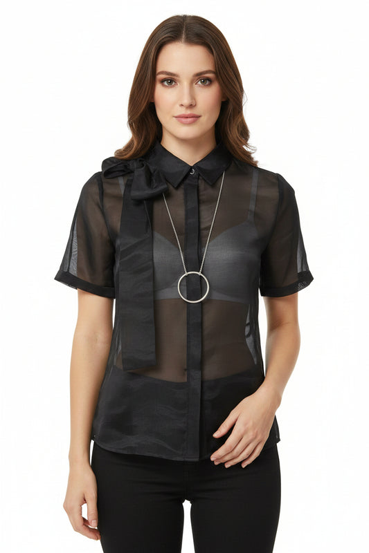 Blusa negra transparente