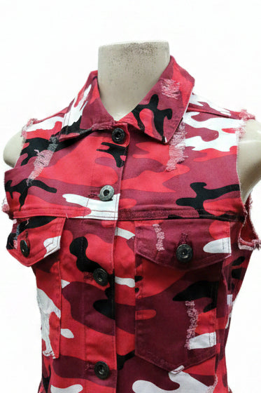Hermoso vestido camuflado con dos colores con diseño en roto