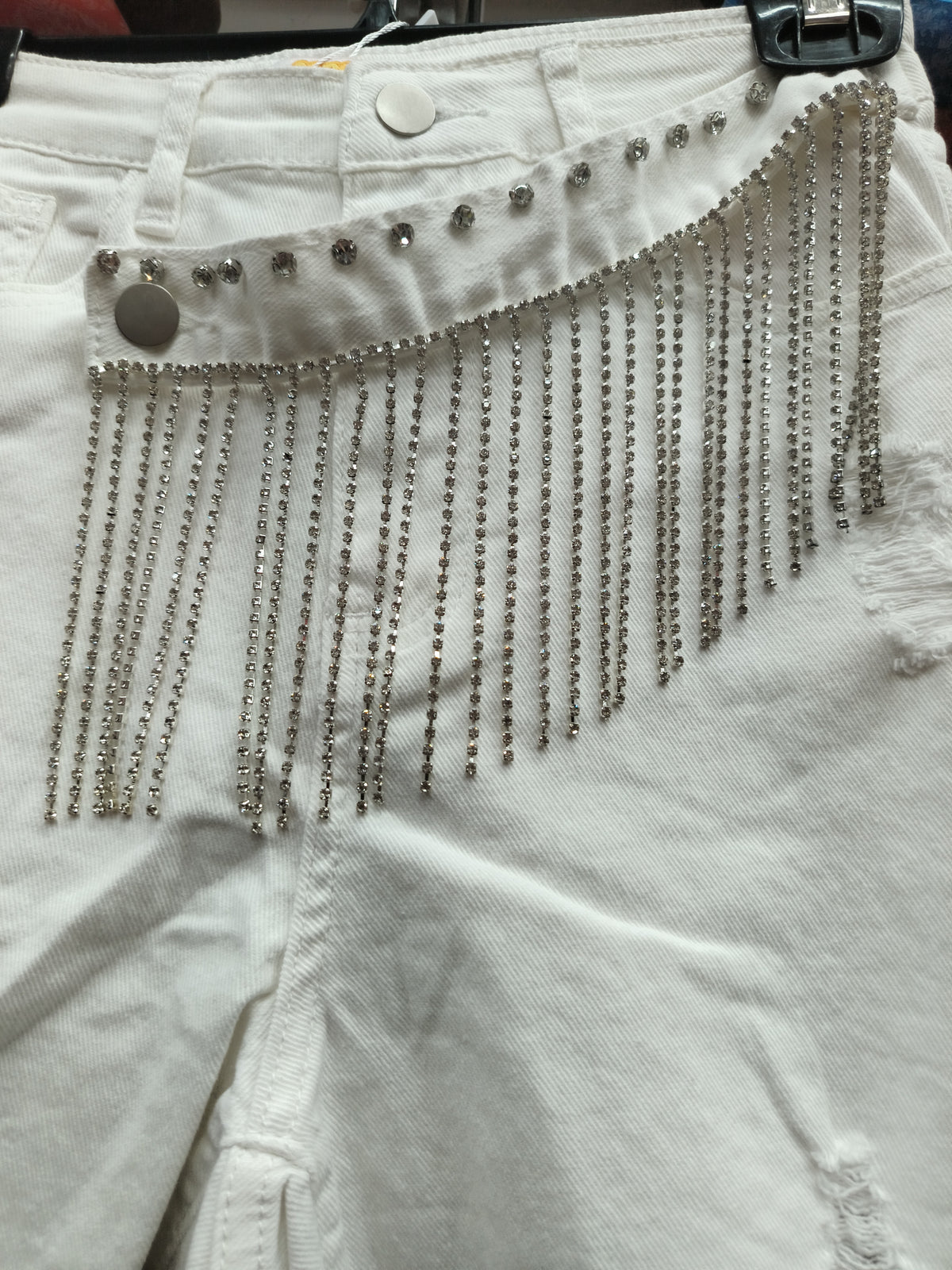 Pantalón corto en brillo color blanco con brillo# 3