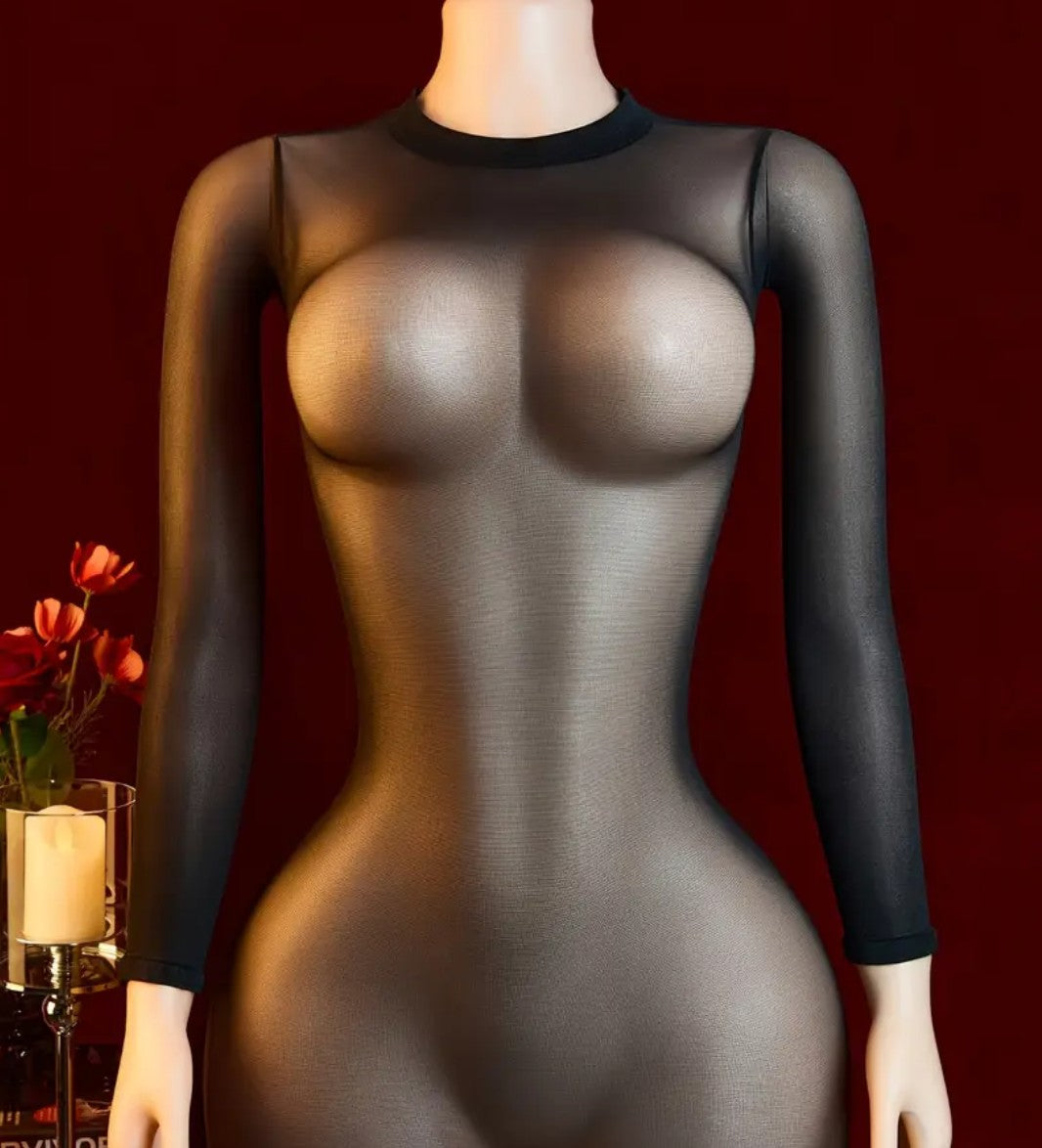 vestido transparente en negro#6v
