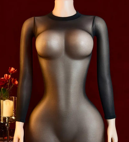 vestido transparente en negro#6v