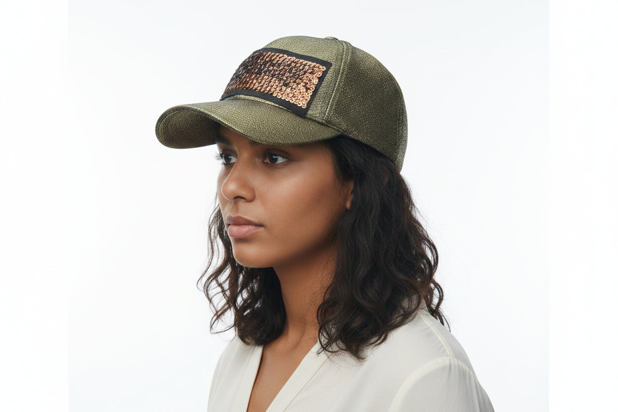 Gorra con diseño transformable en la parte de adelante