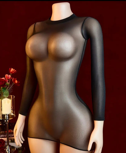 vestido transparente en negro#6v